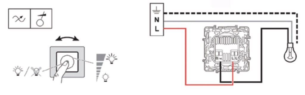 Схема подключения диммера с выключателем legrand